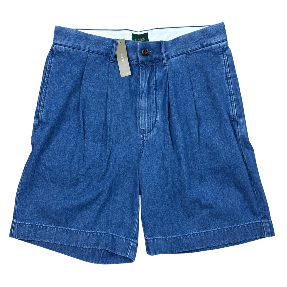 J.Crew Pleated Denim Shorts Medium Wash Blue Cotton Classic Preppy Mens 31